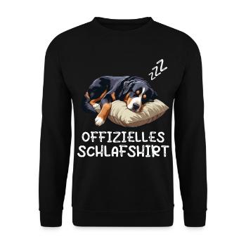 Offizielles Schlafshirt Appenzeller Sennenhund - Unisex Pullover - Schwarz - Vorne - Alina (178cm) & Michal (187cm)