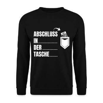 Abschluss in der Tasche Schulabschluss - Unisex Pullover - Schwarz - Vorne - Alina (178cm) & Michal (187cm)