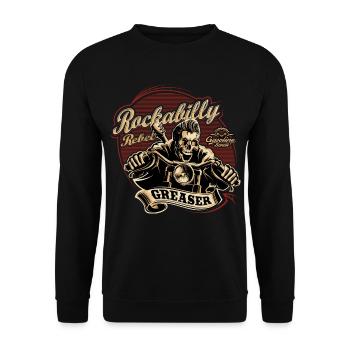 Rockabilly Rebel Gasoline Bandit Greaser Biker - Unisex Pullover - Schwarz - Vorne - Alina (178cm) & Michal (187cm)