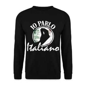 Italienisch sprechen, Spruch - Unisex Pullover - Schwarz - Vorne - Alina (178cm) & Michal (187cm)