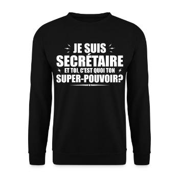 Ich bin Sekretärin. Was ist deine Superkraft? - Unisex Pullover - Schwarz - Vorne - Alina (178cm) & Michal (187cm)