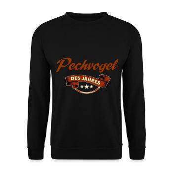 Pechvogel des Jahres - Rahmenlos Geschenk - Unisex Pullover - Schwarz - Vorne - Alina (178cm) & Michal (187cm)