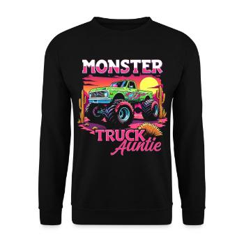 Monster Truck Auntie Matching Family Monster Truck - Unisex Sweatshirt - black - Front - Alina (178cm) & Michal (187cm)