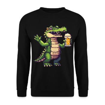 Alligator Pixel Beer - Unisex Sweatshirt - black - Front - Alina (178cm) & Michal (187cm)
