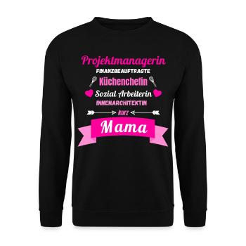 Multitasking Mama Muttertag Geschenk Sprüche - Unisex Pullover - Schwarz - Vorne - Alina (178cm) & Michal (187cm)
