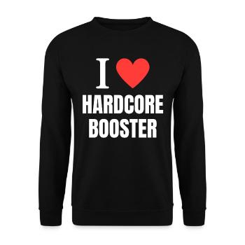 I love Hardcorebooster - Unisex Pullover - Schwarz - Vorne - Alina (178cm) & Michal (187cm)