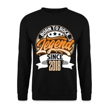 2018 Année de naissance Anniversaire Légende Born To Rock - Sweat-shirt Unisexe - noir - Devant - Alina (178cm) & Michal (187cm)