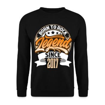 2017 Geburtsjahr Geburtstag Legende Born To Rock - Unisex Pullover - Schwarz - Vorne - Alina (178cm) & Michal (187cm)