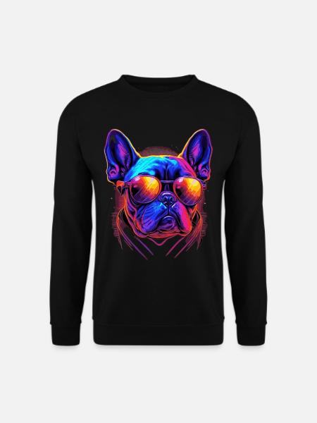 Französische Bulldogge mit Sonnenbrille - Unisex Pullover - Schwarz