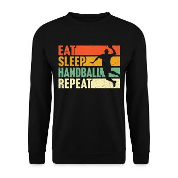 Eat Sleep Handball Repeat T-Shirt Handball Player - Unisex Sweatshirt - black - Front - Alina (178cm) & Michal (187cm)
