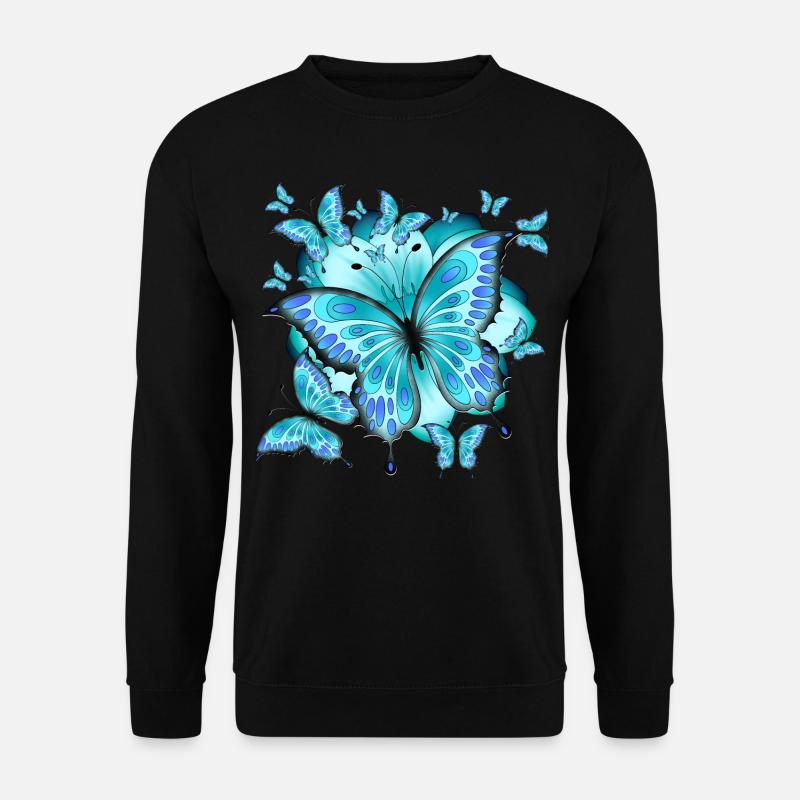 Schmetterlinge mit Blume - Unisex Pullover - Schwarz