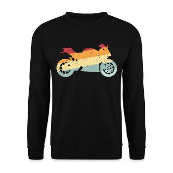 Motorsport Retro Motorcyclist Motorcycle - Unisex Sweatshirt - black - Front - Alina (178cm) & Michal (187cm)