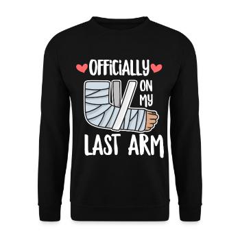 Armbruch Spruch für Jemanden mit einem gebrochenen - Unisex Pullover - Schwarz - Vorne - Alina (178cm) & Michal (187cm)