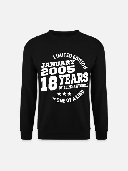 Geburtstag 18 Jahre alt - geboren im Januar 2005 - Unisex Pullover - Schwarz