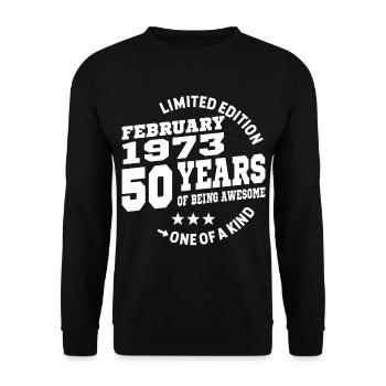 birthday 50 years old - born in february 1973 - Unisex Sweatshirt - black - Front - Alina (178cm) & Michal (187cm)