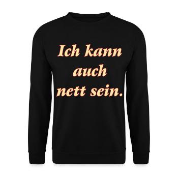 SD - Lady Spruch ich kann auch nett sein - cooles - Unisex Pullover - Schwarz - Vorne - Alina (178cm) & Michal (187cm)