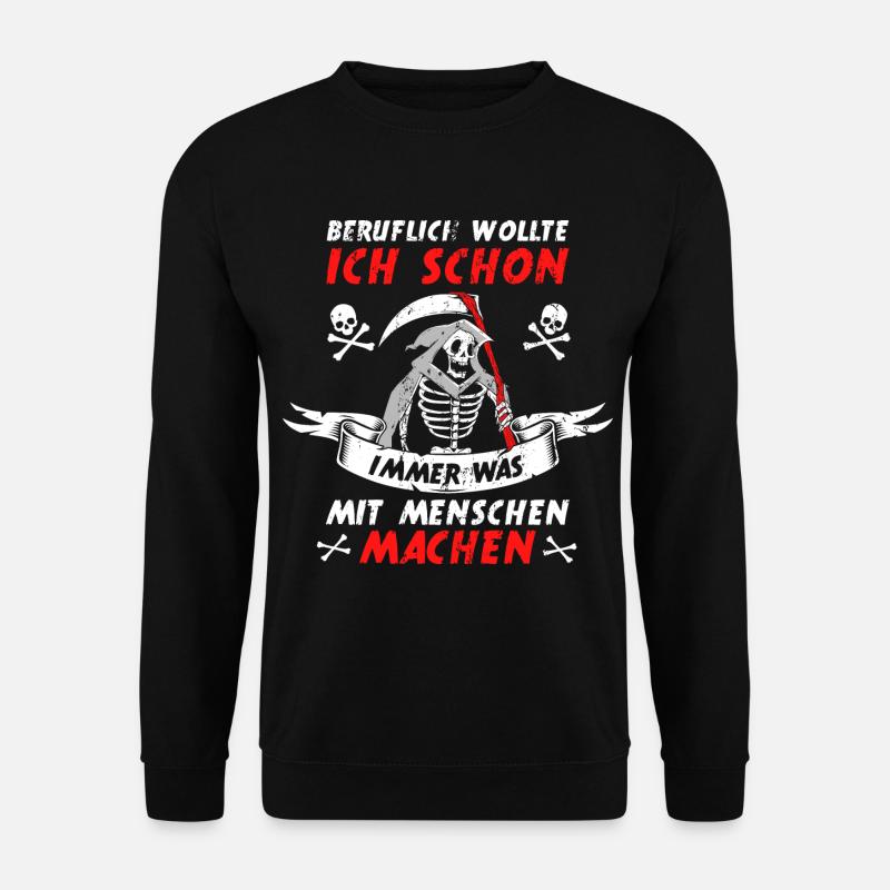 Beruflich Lustiger Sensenmann Spruch Todesengel - Unisex Pullover - Schwarz