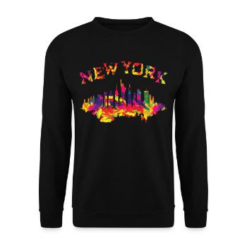 New York City in colorful bright colors Big Apple - Unisex Sweatshirt - black - Front - Alina (178cm) & Michal (187cm)