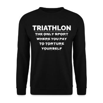Schwimmen Rad Laufen Triathlon Triathlet Leichtathletik - Unisex Pullover - Schwarz - Vorne - Alina (178cm) & Michal (187cm)