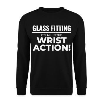 Verglaser Fenster Glasbeschlag Monteur Glasarbeiten - Unisex Pullover - Schwarz - Vorne - Alina (178cm) & Michal (187cm)