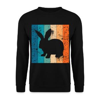 Rabbit Easter Retro Gift - Unisex Sweatshirt - black - Front - Alina (178cm) & Michal (187cm)