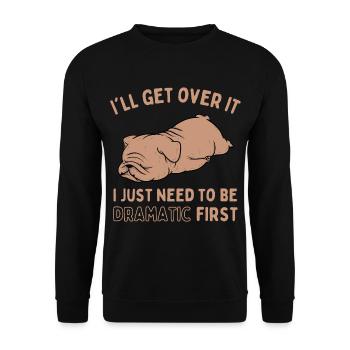 Tired Lazy Bulldog Funny Saying - Unisex Sweatshirt - black - Front - Alina (178cm) & Michal (187cm)