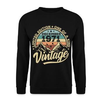Original Décembre 1971 - Cadeau d’anniversaire 54 - Sweat-shirt Unisexe - noir - Devant - Alina (178cm) & Michal (187cm)