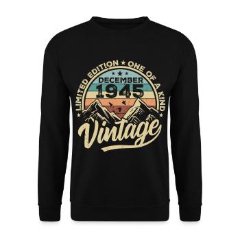 Original décembre 1945 - Cadeau d’anniversaire 80 - Sweat-shirt Unisexe - noir - Devant - Alina (178cm) & Michal (187cm)