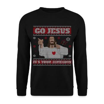 Go Jesus It's Your Birthday - Unisex Sweatshirt - black - Front - Alina (178cm) & Michal (187cm)