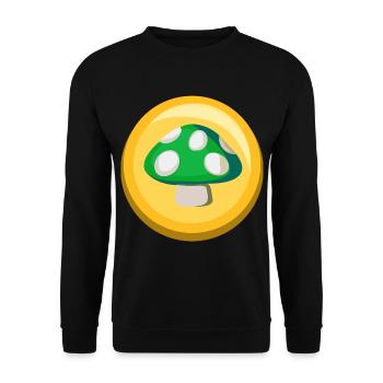 Green Mushroom Sticker Icon - Unisex Sweatshirt - black - Front - Alina (178cm) & Michal (187cm)