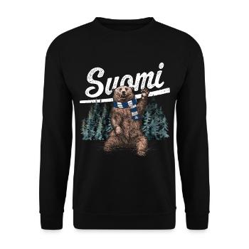 Suomi - Finnland - Finland - Bär - Unisex Pullover - Schwarz - Vorne - Alina (178cm) & Michal (187cm)