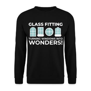Verglaser Fenster Glasbeschlag Monteur Glasarbeiten - Unisex Pullover - Schwarz - Vorne - Alina (178cm) & Michal (187cm)