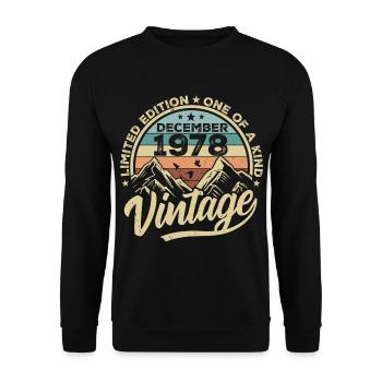 Original décembre 1978 - Cadeau d’anniversaire 47e - Sweat-shirt Unisexe - noir - Devant - Alina (178cm) & Michal (187cm)