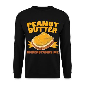 PEANUT BUTTER UNDERSTANDS ME Erdnussbutter Toast - Unisex Pullover - Schwarz - Vorne - Alina (178cm) & Michal (187cm)