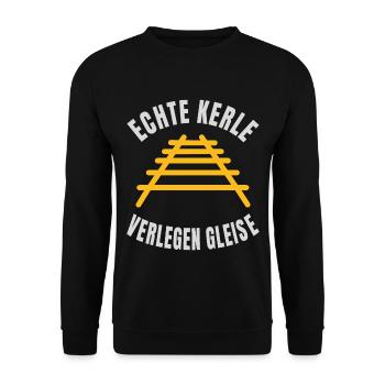 Echte Kerle verlegen Gleise Schienen - Unisex Pullover - Schwarz - Vorne - Alina (178cm) & Michal (187cm)