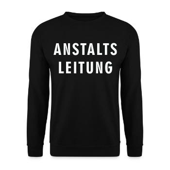ANSTALTS LEITUNG - lustig RAHMENLOS® - Unisex Pullover - Schwarz - Vorne - Alina (178cm) & Michal (187cm)