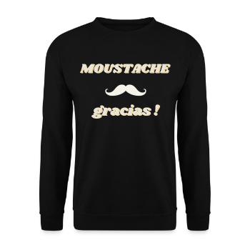 Moustache gracias ! - Sweat-shirt Unisexe - noir - Devant - Alina (178cm) & Michal (187cm)