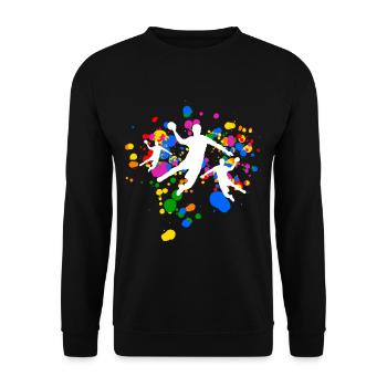 Handball avec feux d’artifice colorés - Sweat-shirt Unisexe - noir - Devant - Alina (178cm) & Michal (187cm)