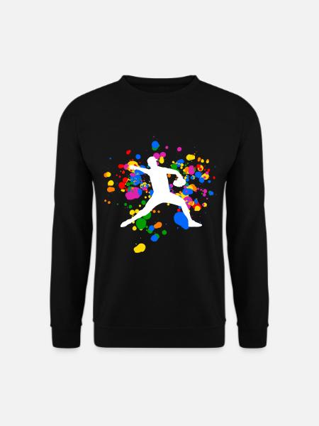 Buntes Baseball Design mit Regenbogenfarben - Unisex Pullover - Schwarz