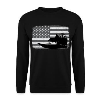 Drapeau américain USA Airboat Fanboat Airboating - Sweat-shirt Unisexe - noir - Devant - Alina (178cm) & Michal (187cm)