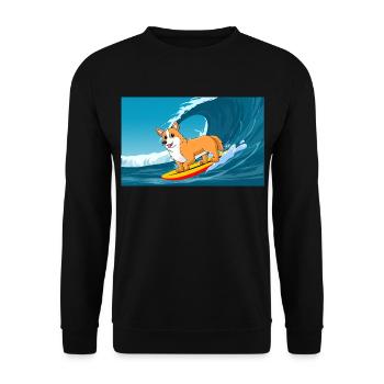 Cardigan Welsh Corgi Dog Surfing Sea Waves - Unisex Sweatshirt - black - Front - Alina (178cm) & Michal (187cm)