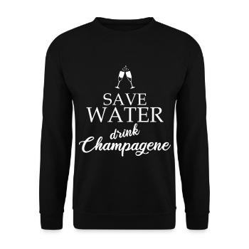 Save Water drink Champagene funny gift - Unisex Sweatshirt - black - Front - Alina (178cm) & Michal (187cm)