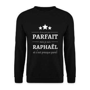 Ich bin nicht perfekt, aber ich bin Raphael Geschenk - Unisex Pullover - Schwarz - Vorne - Alina (178cm) & Michal (187cm)