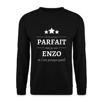 Je ne suis pas parfait mais je suis Enzo cadeau - Sweat-shirt Unisexe - noir - Devant - Alina (178cm) & Michal (187cm)