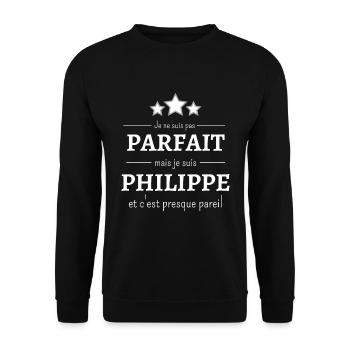 Je ne suis pas parfait mais je suis Philippe - Sweat-shirt Unisexe - noir - Devant - Alina (178cm) & Michal (187cm)