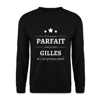 Je ne suis pas parfait mais je suis Gilles cadeau - Sweat-shirt Unisexe - noir - Devant - Alina (178cm) & Michal (187cm)