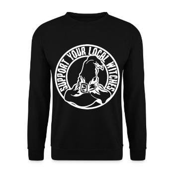 Halloween Costume Gift For Her & Him - Witch Hat - Unisex Sweatshirt - black - Front - Alina (178cm) & Michal (187cm)