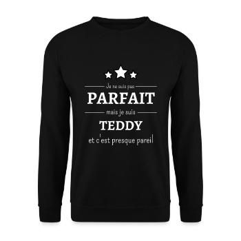 Je ne suis pas parfait mais je suis Teddy cadeau - Sweat-shirt Unisexe - noir - Devant - Alina (178cm) & Michal (187cm)