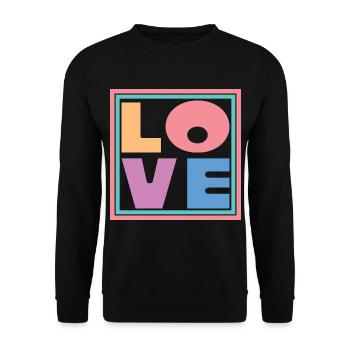 Cool Colorful Love Square Gift Men Women & Kids - Unisex Sweatshirt - black - Front - Alina (178cm) & Michal (187cm)