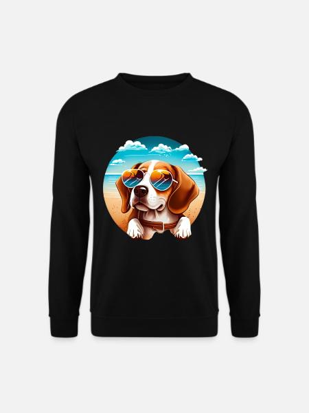 Beagle with sunglasses on the beach - Unisex Sweatshirt - black